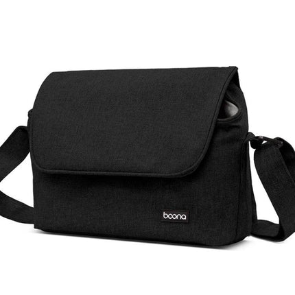 Baona Waterproof Camera Shoulder Bag for Everyday Use - black waterproof Oxford cloth camera shoulder bag with flap and adjustable strap