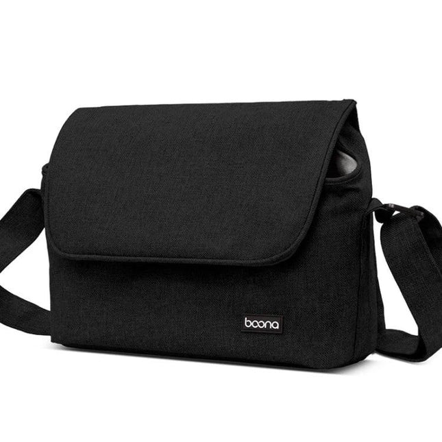 Baona Waterproof Camera Shoulder Bag for Everyday Use - black waterproof Oxford cloth camera shoulder bag with flap and adjustable strap