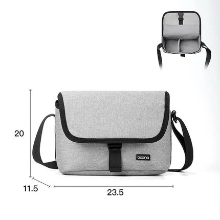 Baona Waterproof Camera Shoulder Bag for Everyday Use - grey Oxford cloth messenger with adjustable strap, waterproof protection and padded interior