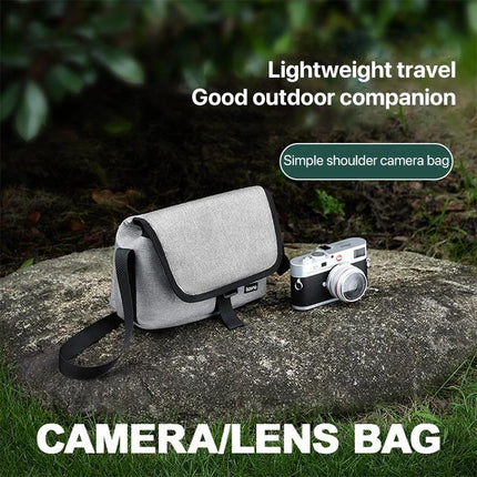 Baona Waterproof Camera Shoulder Bag for Everyday Use - gray Oxford cloth camera/lens shoulder bag on rock, lightweight travel companion