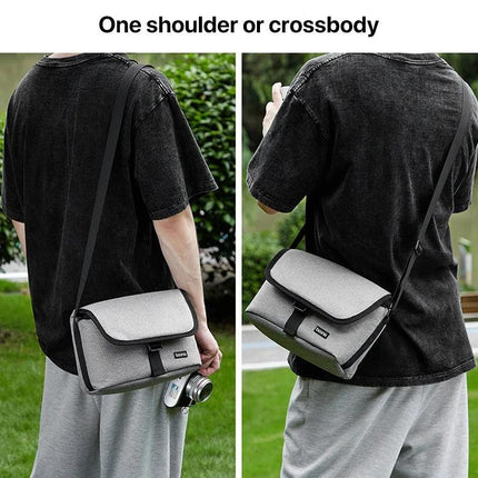 Baona Waterproof Camera Shoulder Bag for Everyday Use shown worn crossbody or one-shoulder carrying camera and essentials