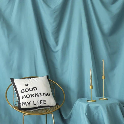 Solid Color Background Cloth for Photography, 1x2.4m Size - Teal polyester backdrop draped behind chair with pillow and candles