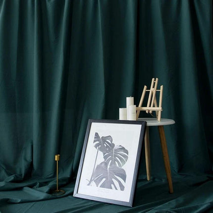 Solid Color Background Cloth for Photography, 1x2.4m Size dark green polyester backdrop with framed artwork and small stool setup