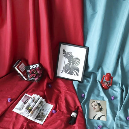 Solid Color Background Cloth for Photography, 1x2.4m Size red and teal polyester backdrop styled with props for studio portraits