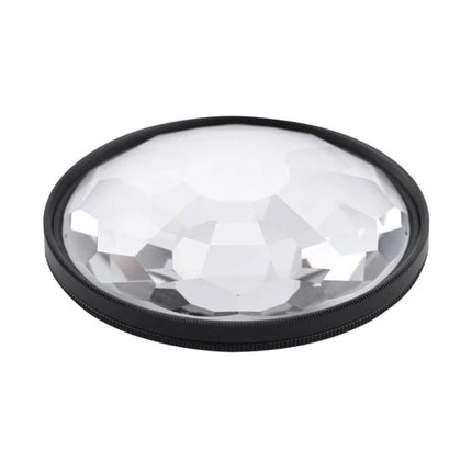 77mm Kaleidoscope Prism Glass Filter for Creative Photography showing faceted glass prism in black metal ring for artistic light refraction