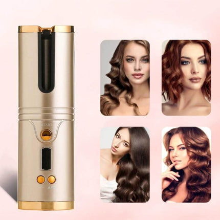 Portable USB Hair Curler Gray for Quick Everyday Styling at Home - compact USB cordless curler with U-shaped entry for smooth, consistent curls