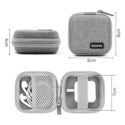 Essential Oxford EVA box for daily tech organization on the go - compact gray Oxford cloth and EVA case for cables, earbuds, charger (8x8x4cm)