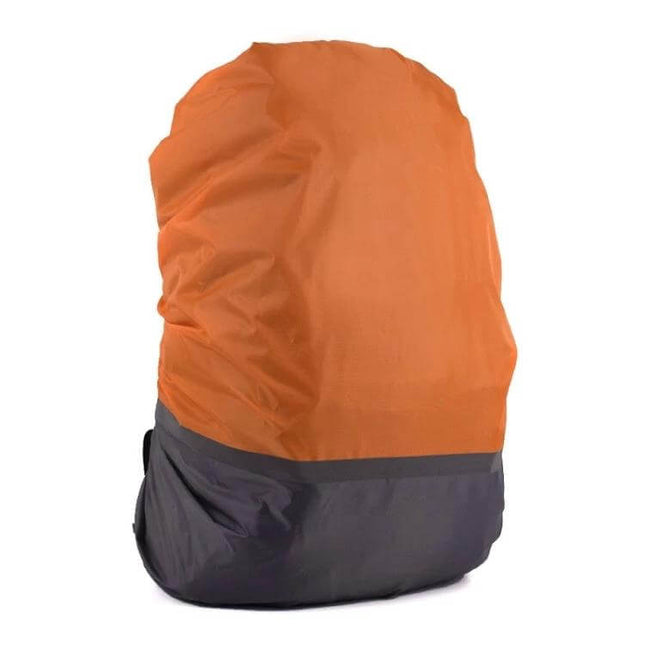 Luminous Backpack Rain Cover for Outdoor Activities, Multiple Sizes - Orange waterproof polyester cover with reflective strip for cycling hiking camping