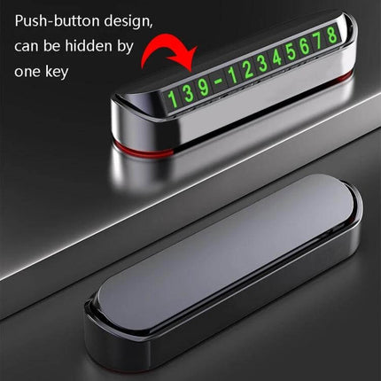Parking Number Card Nightlight For Easy Night Parking At Home - magnetic luminous parking number card with push-button hide feature on metal surface