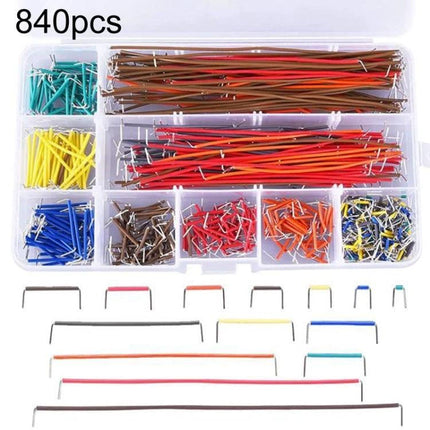 Breadboard Jumper Wire Kit with Assorted Lengths and Quantities — 840pcs multi‑color male‑to‑male jumper wires in compartmented storage box for electronics prototyping