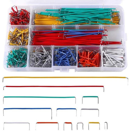 Breadboard Jumper Wire Kit with Assorted Lengths and Quantities - organized multicolor jumper wires in compartment case for electronics prototyping