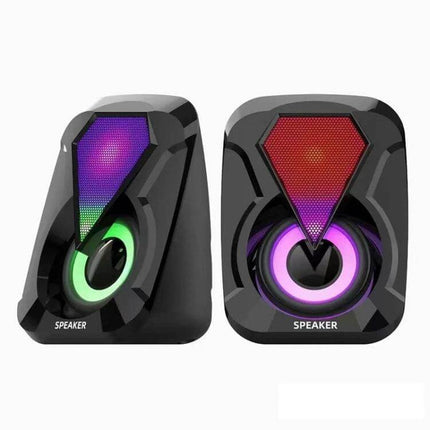USB Wired Desktop Speaker For PC And Gaming, Compact Stereo Sound - compact RGB USB wired desktop speakers for gaming