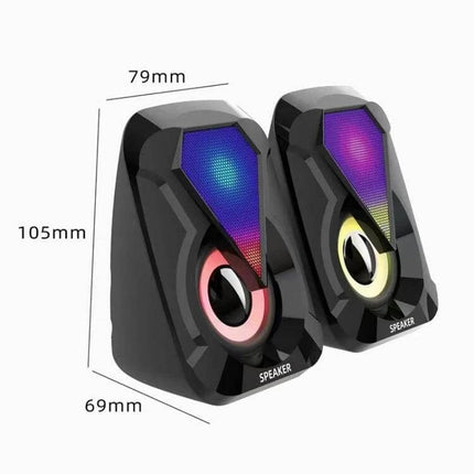 USB Wired Desktop Speaker For PC And Gaming, Compact Stereo Sound compact RGB dual speakers 105x79x69mm USB plug-and-play