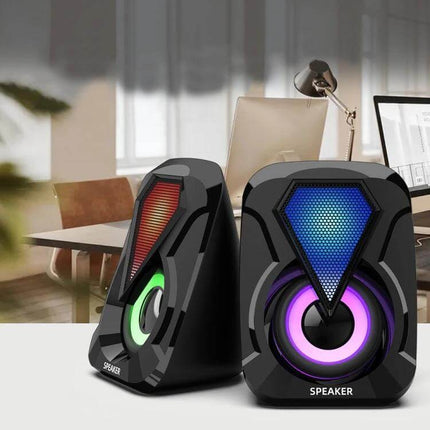 USB Wired Desktop Speaker For PC And Gaming, Compact Stereo Sound on desk RGB gaming speakers USB plug-and-play