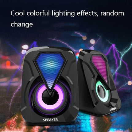 USB Wired Desktop Speaker For PC And Gaming, Compact Stereo Sound compact RGB desktop speakers with USB plug-and-play