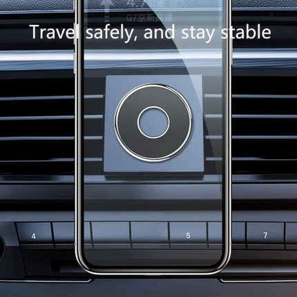 Car Magnetic Phone Holder For Dashboard Mount For Easy Navigation - compact magnetic dashboard mount shown behind smartphone for hands-free navigation