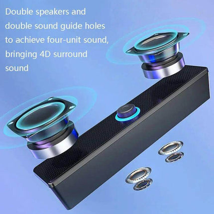 LeerFel Computer Speaker Bluetooth USB Powered Desktop angled dual-driver desktop speaker with Bluetooth and USB power, 4D surround