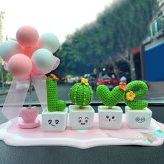 Charming Mini Cactus Resin Car Decorations