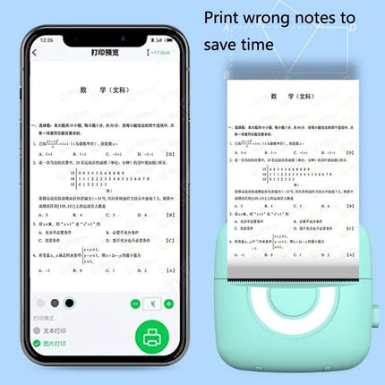 Portable Mini Printer for Student Notes, Photos, and Memos printing study notes from a smartphone using inkless thermal technology