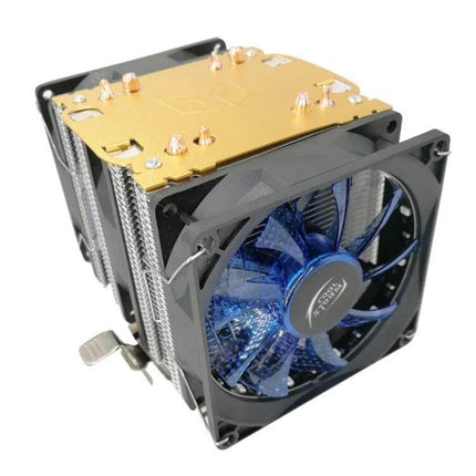 Cool Storm Dual-Tower CPU Air Cooler for Intel and AMD Systems - dual-tower copper-aluminum cooler with blue LED fan for gaming and content creation