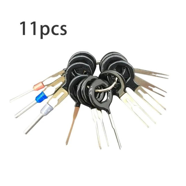 Handy Kit for Everyday Car Wiring Maintenance Tasks - 11pcs terminal removal key set on ring for safe connector pin extraction
