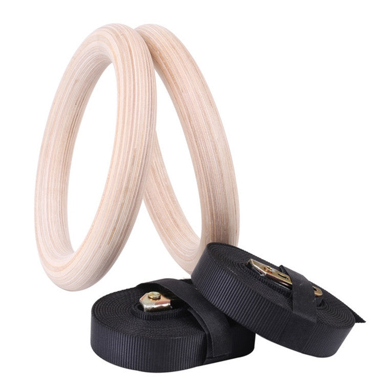 1 Pair Adult Fitness Gymnastics Training Wooden Rings Indoor Fitness Equipment, with 2.8cm Webbing 28mm, with 3.8cm Webbing 28mm, with 2.8cm Webbing 32mm, with 3.8cm Webbing 32mm