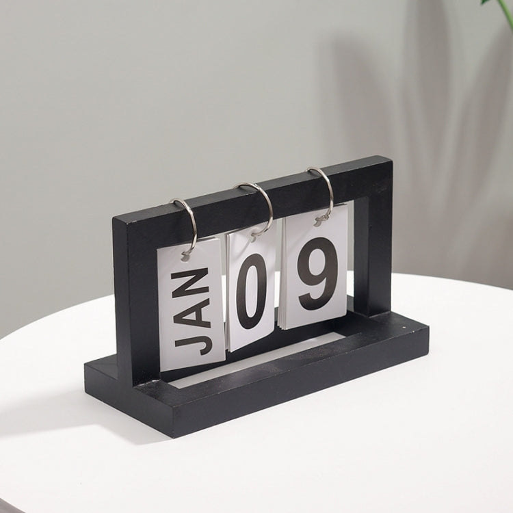 Wooden Flipping Calendar Simple Home Desktop Small Ornaments Study Desk Calendar, Black, Wood Color