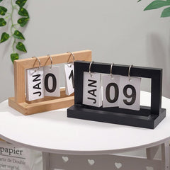 Elegant Wooden Flip Calendar: Chic Desktop Ornament for Home and Office