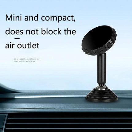 Q7 Car Phone Magnetic Bracket With Double Ball Arm mounted on dashboard showing compact design and 360-degree adjustable positioning