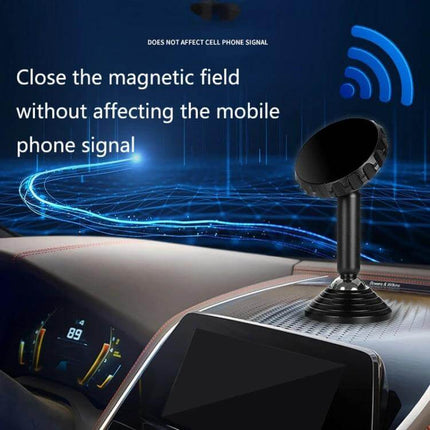 Q7 Car Phone Magnetic Bracket With Double Ball Arm mounted on dashboard showing magnetic hold and no signal interference