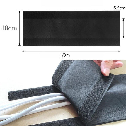 Cable Management Sleeve Storage Organizer Set 2 Pcs 1m and 3m Oxford Cloth black oxford cloth sleeve with hook loop closure organizing cables