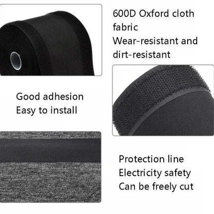 Cable Management Sleeve Storage Organizer Set 2 Pcs 1m and 3m Oxford Cloth - black 600D oxford cloth roll with adhesive strip, easy to cut and install
