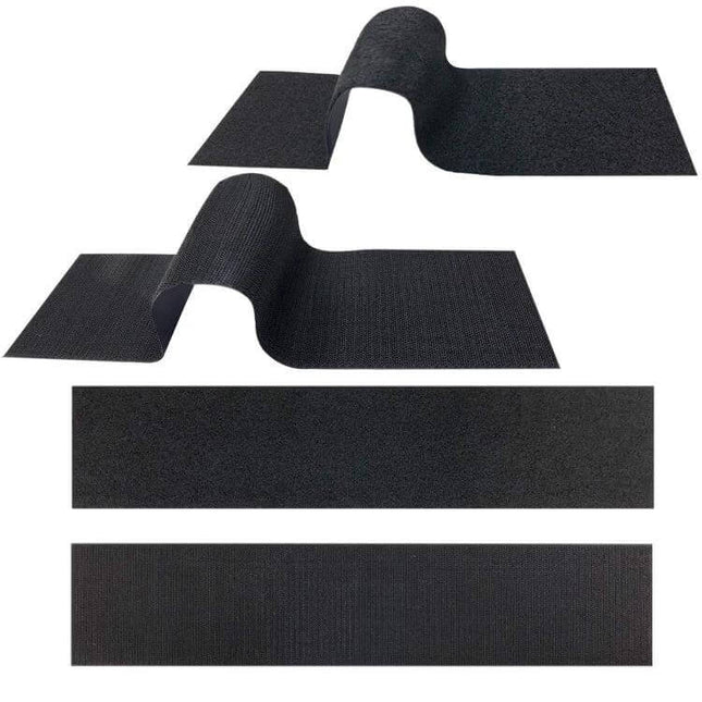 Adhesive Hook and Loop Tape for Securing Car License Plates - black polyester strips with adhesive backing for easy plate attachment
