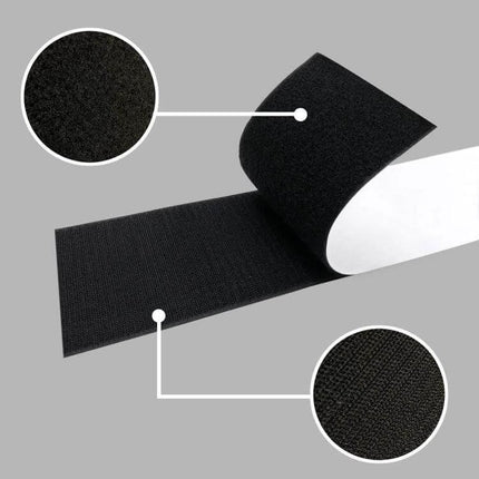 Adhesive Hook and Loop Tape for Securing Car License Plates – black polyester adhesive-backed strip for easy removable plate mounting