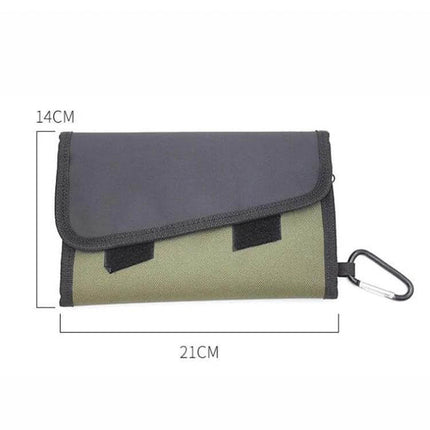 Fish Bait Bag 21x14 cm With Six PVC Self Sealing Stickers - compact 21x14 cm Oxford cloth bait organizer with PVC lining and carabiner