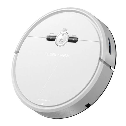 GEERLEPOL Automatic Sweeping Robot for App-Controlled Cleaning white round robot vacuum with app control, auto mode and side brush for hard floors