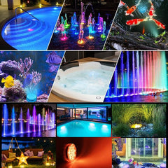 Magnetic Waterproof LED Pool Light with RF Remote Control - 15 Dynamic Colors for Underwater Illumination