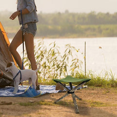 Taburete triangular de lona impermeable portátil para actividades de acampada y pesca