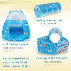 Ultimate 3-in-1 Kids Tent Playhouse with Tunnel and Ocean Ball Pool