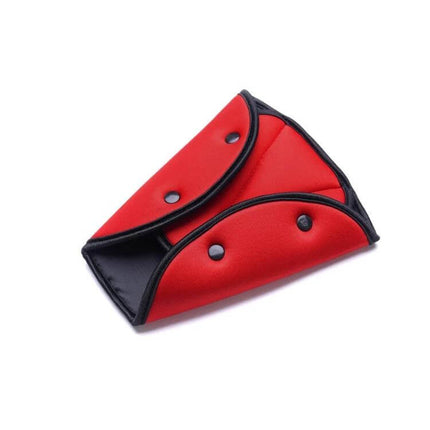 Car Seat Belt Cover Triangle Design for Child Comfort - red triangle seat belt fixator with soft PP cotton padding to protect child's neck