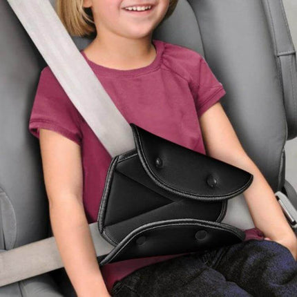 Car Seat Belt Cover Triangle Design for Child Comfort - black soft PP cotton triangle fixator keeping belt off child's neck for car trips