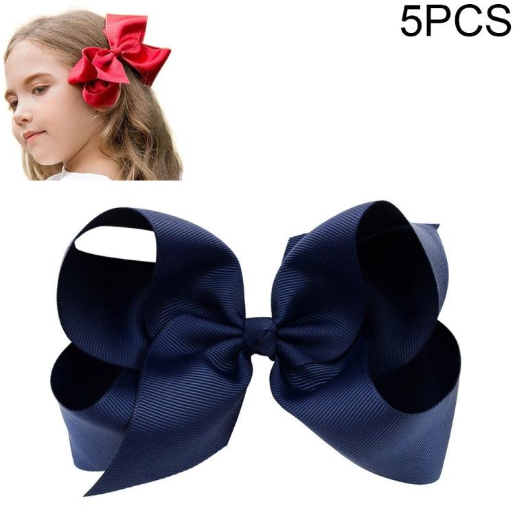 Colorful 6-Inch Grosgrain Ribbon Hair Bow Clips for Girls - Set of 5