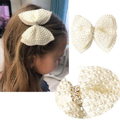 Charming Pearl Bow Hair Clip for Girls - Stylish Children's Hair Accessories