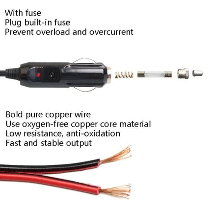 Car Refrigerator Power Cord 12/24V With Switch 1m