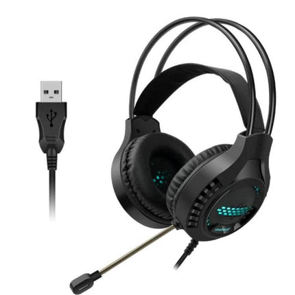 Smailwolf Wired Gaming Headset With Breathing LED For Desktop Chat black USB headset with mic and breathable padded earcups