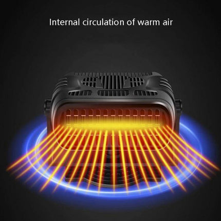 Car Heater Defrost and Warm Wind Portable for Cars showing warm air flow and internal circulation of warm air from compact heater