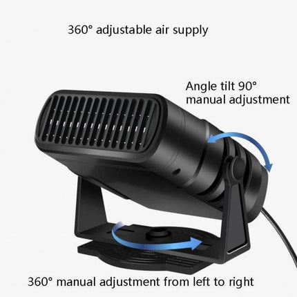 Car Heater Defrost and Warm Wind Portable for Cars compact 360° adjustable defrost fan with 90° tilt and 360° swivel base for car cabin