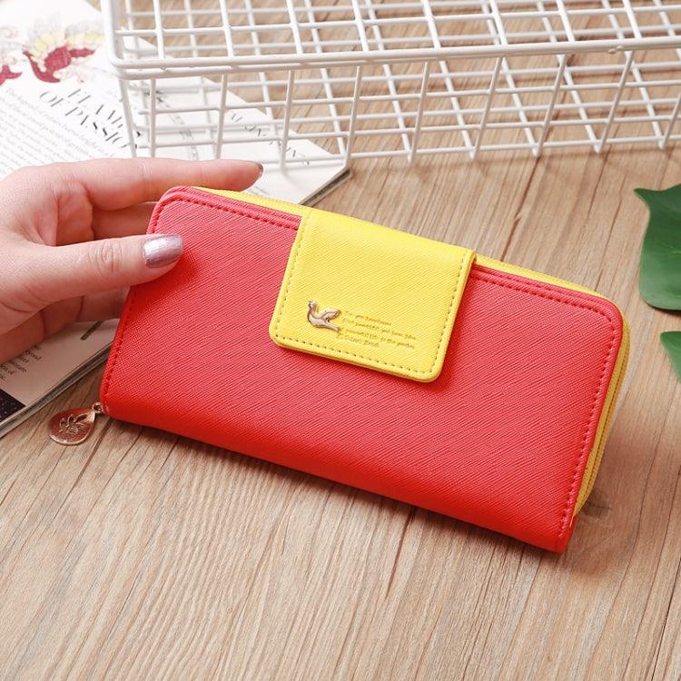 Elegant Bird Zippered Long Wallet for Women - Spacious Mobile Phone and Card Holder