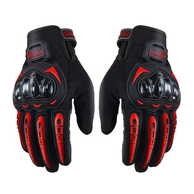 Riding Tribe Motorcycle Gloves For Outdoor Riding, Size M - black red protective gloves with touch-screen fingertips and knuckle guards