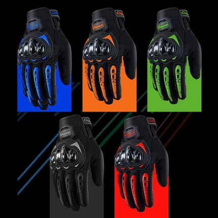 Riding Tribe Motorcycle Gloves For Outdoor Riding, Size M - Black protective riding gloves with touchscreen fingertips and knuckle armor